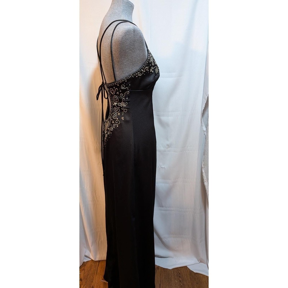 Prom Whimsigoth Formal Party Babydoll Glam Y2K 90s Cutout Black Bead 9/10 Dress - Picture 6 of 10